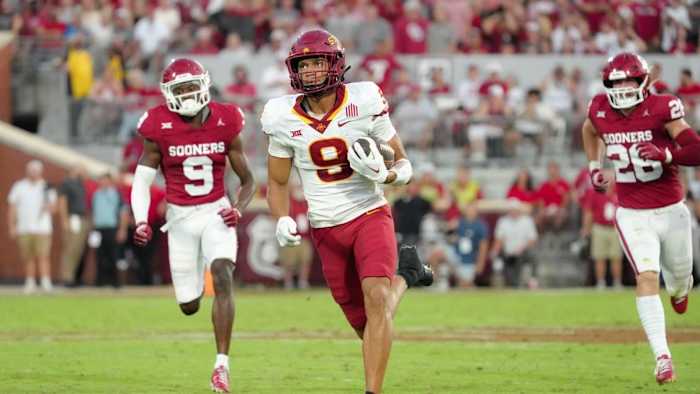 Iowa State wide receiver Jayden Higgins.